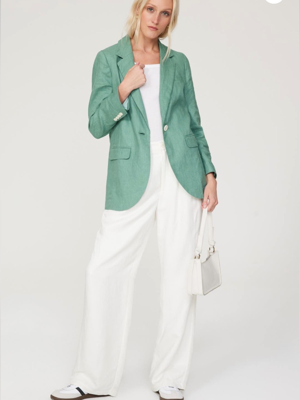 Madewell Green Single-Button Linen Larsen Blazer
